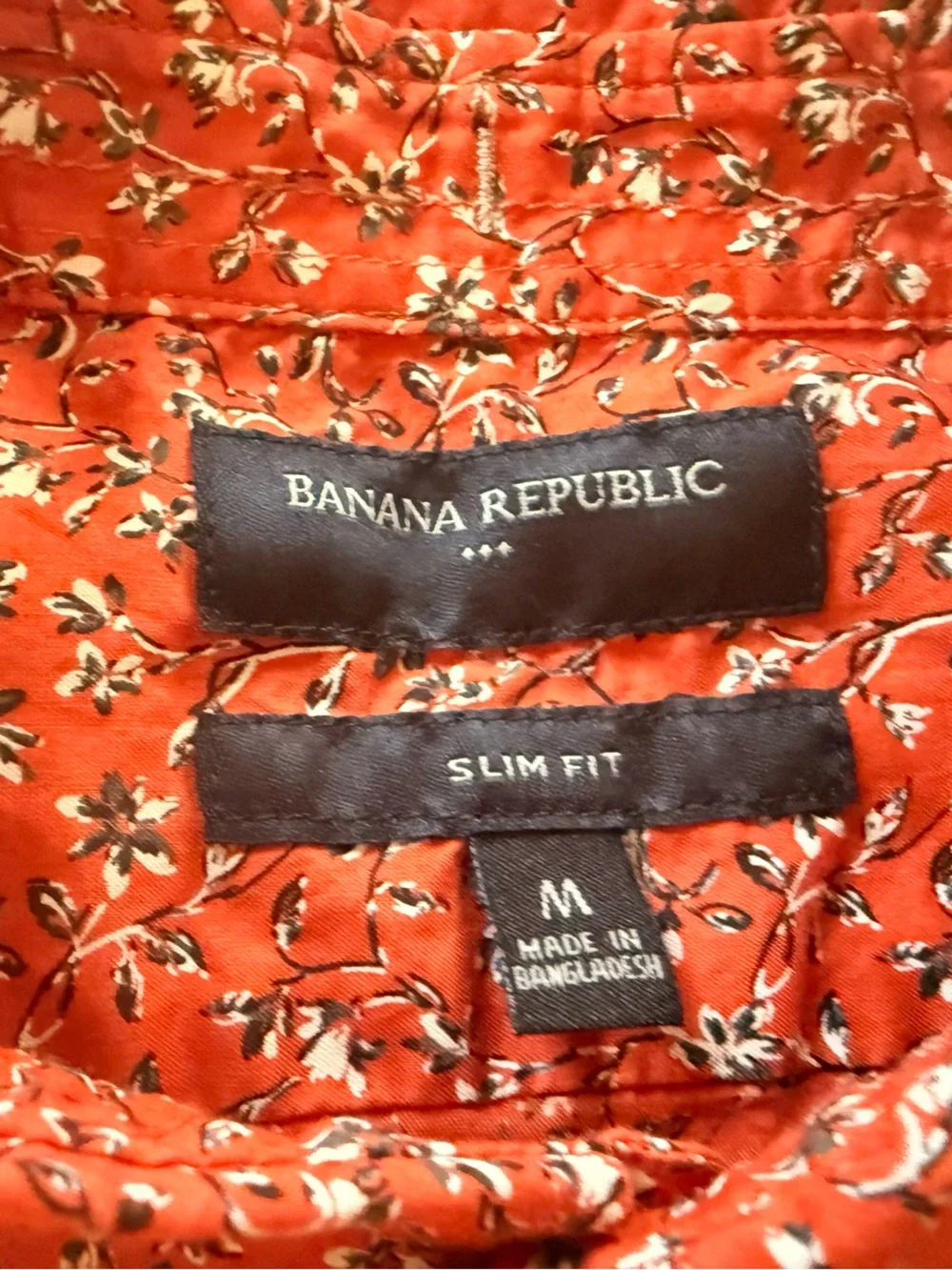 Banana Republic Men’s M Slim Orange Floral Short Sleeve Button Down